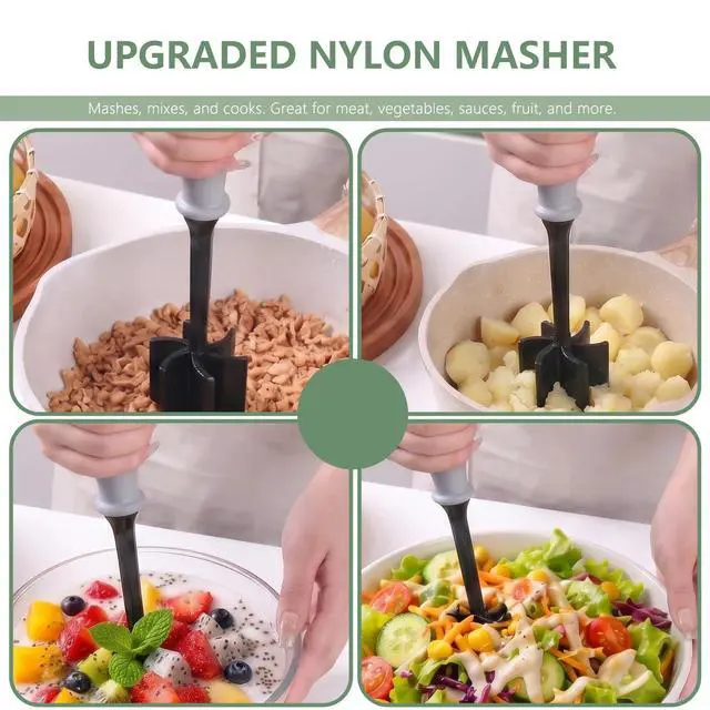 Alt view image 7 of 7 - Meat Chopper, 6 Curve Blades Meat Masher for Ground Beef & Meat, Heat Resistant Nylon Hamburger Smasher Tool, Burger Grinder Potato Masher for Vegetables, Sauces, Mixing & Mashing