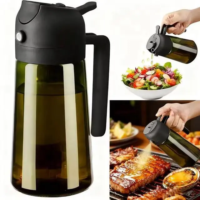 Alt view image 2 of 3 - 470ml Olive Oil Sprayer for Cooking 2-in-1 Glass Oil Dispenser Bottle with Spray & Pour, Refillable Oil Mister for Air Fryer, Salad, BBQ, Kitchen
