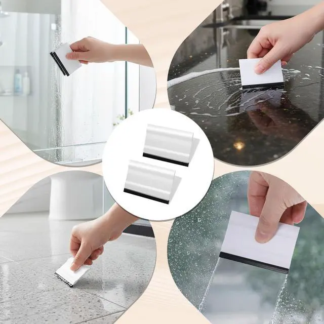 Alt view image 5 of 7 - Small Rubber Squeegee 2 Pcs All-Purpose Mini Soft Rubber Window Squeegee Small Squeegees Window Scrubber Scraper for Kitchens Bathroom Shower Mirrors Car Windshield Black, White