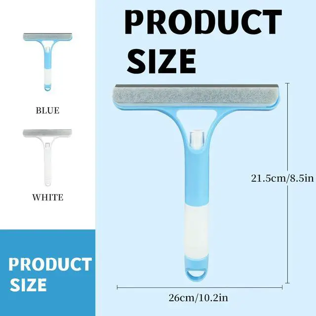 Alt view image 6 of 6 - 3 in 1 Window Cleaning Scraper,All-Purpose Spray Window Squeegee Cleaner Tool,for Glass Doors for Windows Glass, Mirrors Scraper, Brush (Blue)