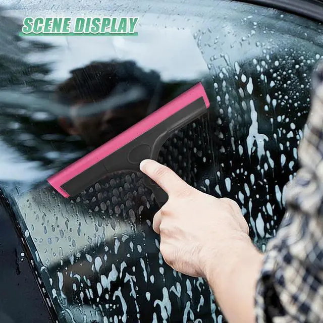 Alt view image 5 of 6 - 2PCS Small Silicone Window Squeegee, 8 Inch Car Windshield Water Blade Squeegee with Non-Slip Handle, Multifunctional Auto Cleaning Scraper for Windows, Mirrors, Glasses, Bathroom (Black)