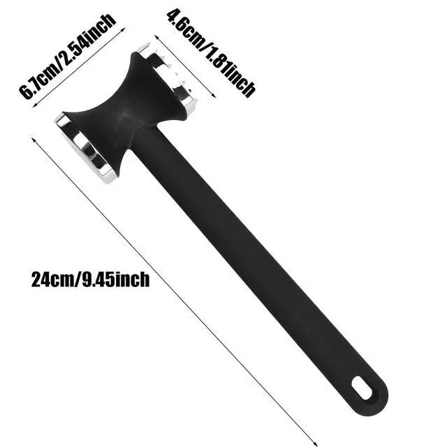 Alt view image 2 of 7 - Meat Tenderizer Tool, Double Side Meat Hammer Tenderizer With Comfort-Grip Handle Heavy Duty Manual Hammer Mallet Tool for Steak Chicken and Pork(Black+Silver)