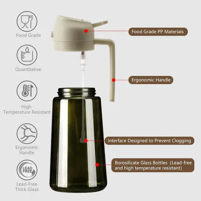 Alt view image 5 of 7 - Olive Oil Dispenser and Oil Sprayer 16oz/470ml