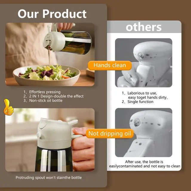 Alt view image 6 of 7 - Olive Oil Dispenser and Oil Sprayer 16oz/470ml