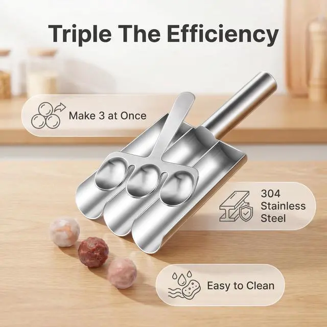 Alt view image 3 of 6 - Meatball Scoop Ball Maker, Meat Baller Spoon with Cutting Spade
