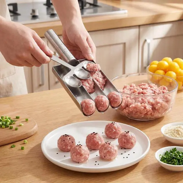 Alt view image 6 of 6 - Meatball Scoop Ball Maker, Meat Baller Spoon with Cutting Spade