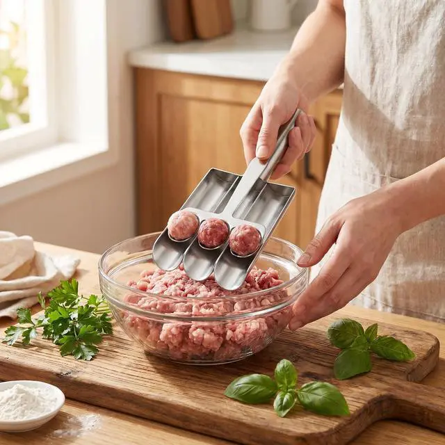 Alt view image 5 of 6 - Meatball Scoop Ball Maker, Meat Baller Spoon with Cutting Spade