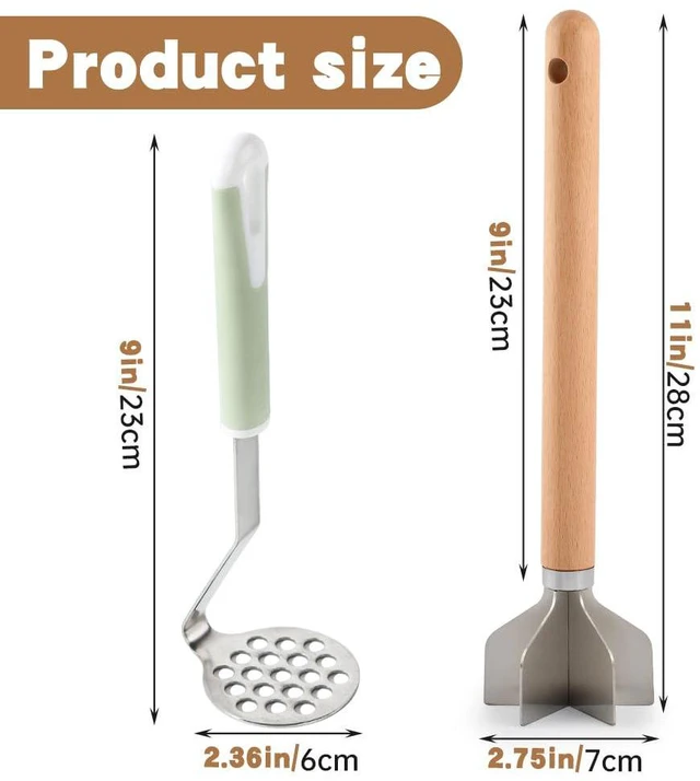 Alt view image 4 of 7 - Stainless Steel Meat Chopper with Potato Masher, Kitchen Gadgets 4-Blade Ground Beef Chopper Potato Masher Hamburger Smasher Tool for Meat Vegetables Avocado Potatoes Beans(COLOR:Silver)