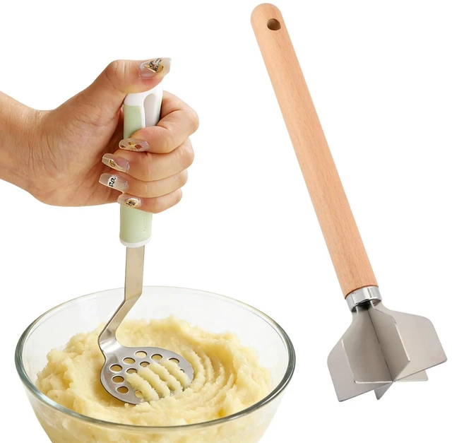 Alt view image 2 of 7 - Stainless Steel Meat Chopper with Potato Masher, Kitchen Gadgets 4-Blade Ground Beef Chopper Potato Masher Hamburger Smasher Tool for Meat Vegetables Avocado Potatoes Beans(COLOR:Silver)