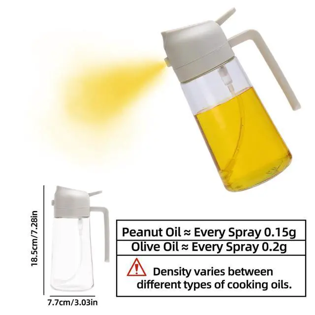 Alt view image 7 of 7 - 16oz/470ml Glass Olive Oil Sprayer for Cooking - 2 in 1 Olive Oil Dispenser Bottle Spray and Pour for Kitchen Gadgets Cooking Air Fryer Salad BBQ (White)