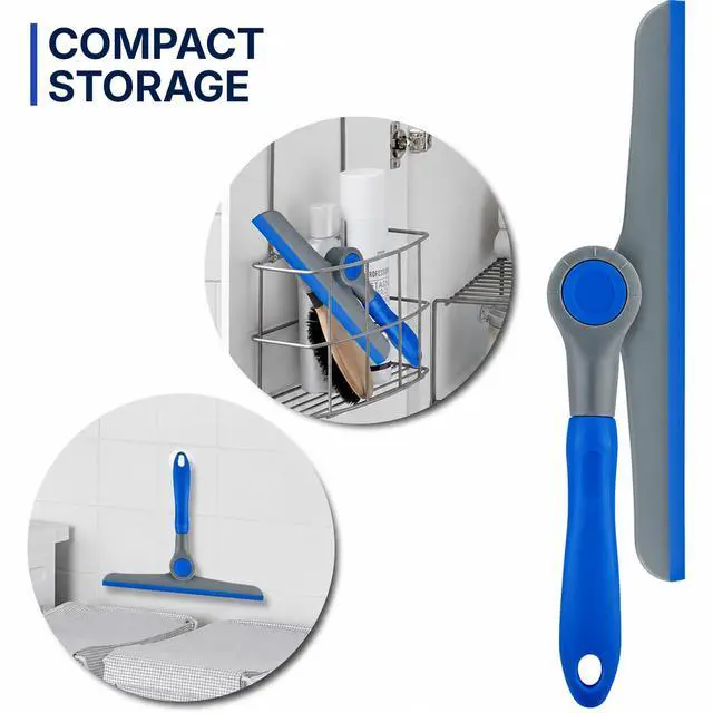 Alt view image 4 of 6 - 10" Heavy Duty Blue, Grey Window Cleaning Squeegee, Handheld Squeegee for Glass Doors, Windows, Car Windshields & More