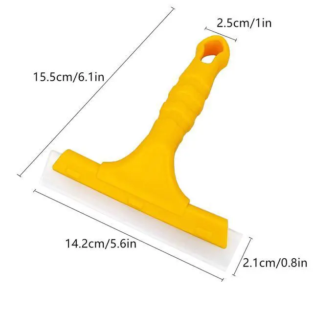 Alt view image 2 of 6 - Silicone Blade Small Squeegee, Shower Glass Squeegee, Window Tint, for Window, Bathroom Mirrors, Shower Door and Car Windshield, 5.5x5.5inch, Yellow