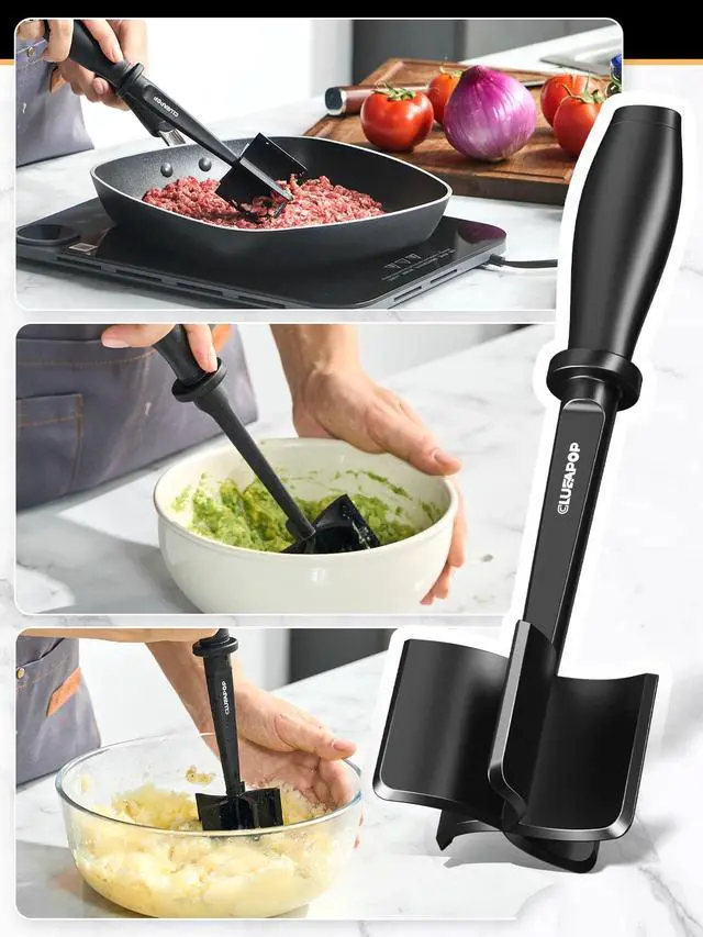 Alt view image 7 of 7 - Meat Chopper, Hamburger Grinder, Premium Heat Resistant Smasher for Ground Beef, Burger Grinder Nylon Potato Mix Tool, Meat & Poultry Tenderizers (Black)