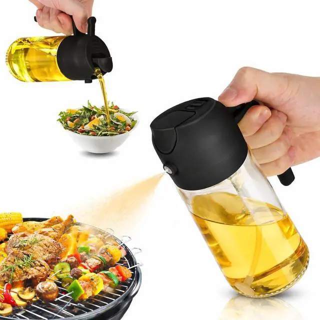 Main image of 16oz/ 470 ml Glass Olive Oil Dispenser and Sprayer Bottle,2 in1 Cooking Oil Spray Container for Kitchen