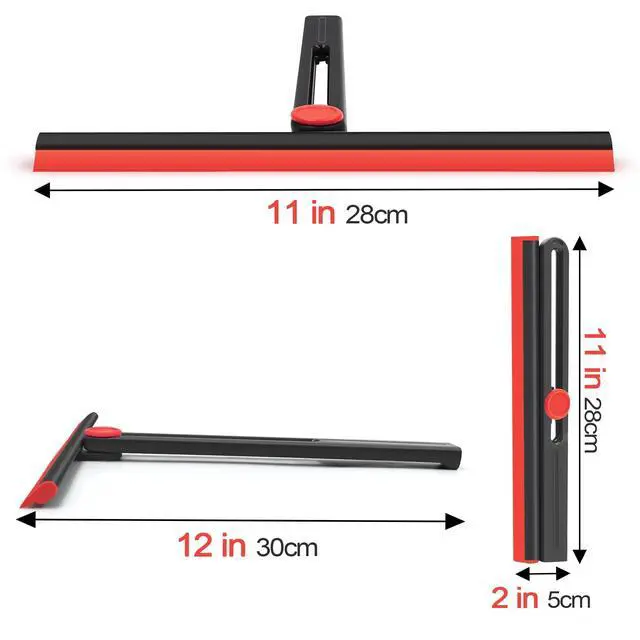 Alt view image 3 of 6 - Shower Squeegee for Glass Doors with 2 Pack Multi-Purpose 360° Rotating Window Squeegees for Walls Wiper, Car Windshield, Tile, Mirrors and Kitchen, 11-Inchs
