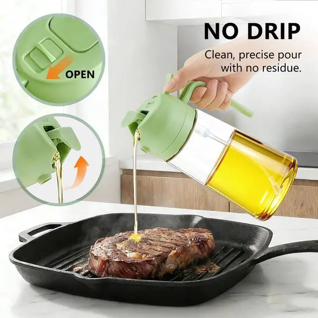Alt view image 3 of 7 - Oil Sprayer for Cooking, 2-in-1 Oil Mister & Dispenser Bottle for Air Fryer, Salad, BBQ, Kitchen Gadgets Accessories(Green)