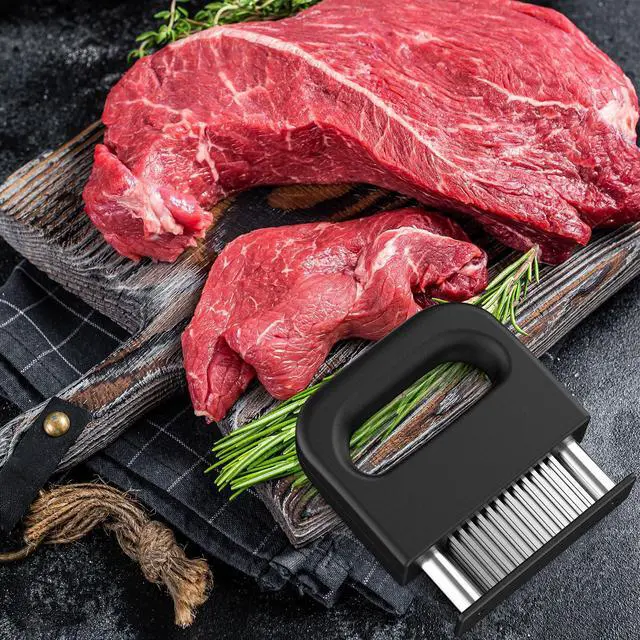 Alt view image 6 of 6 - Meat Tenderizer Tool with 48 Stainless Steel Blades, Heavy-Duty Needle Tenderizer for Steak, Beef, Pork & Chicken, Kitchen Cooking Gadgets Tools Black