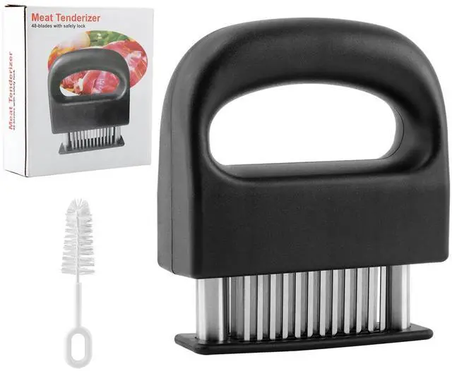 Main image of Meat Tenderizer Tool, Stainless Steel Meat Tenderizer With 48 Ultra Sharp Needle Blades, Cooking Gadget for Chicken, Steak, Veal, Pork, BBQ(COLOR:Black)
