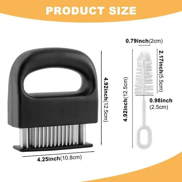 Alt view image 2 of 7 - Meat Tenderizer Tool, Stainless Steel Meat Tenderizer With 48 Ultra Sharp Needle Blades, Cooking Gadget for Chicken, Steak, Veal, Pork, BBQ(COLOR:Black)