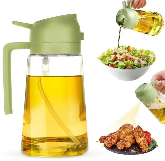 Main image of 2-in-1 Olive Oil Dispenser Bottle, Spray and Pour, Multi-Use Kitchen Gadget, Food-Grade, Salad Dressing, Air Fryer, Healthy, BBQ, Barbecue (Green)