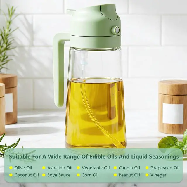 Alt view image 7 of 7 - Oil Sprayer for Cooking, 2-in-1 Oil Mister & Dispenser Bottle for Air Fryer, Salad, BBQ, Kitchen Gadgets Accessories(Green)