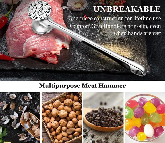 Alt view image 6 of 6 - Meat Tenderizer Kitchen Mallet Hammer Tool Manual Pounder For Tenderizing Chicken Steak Beef Poultry