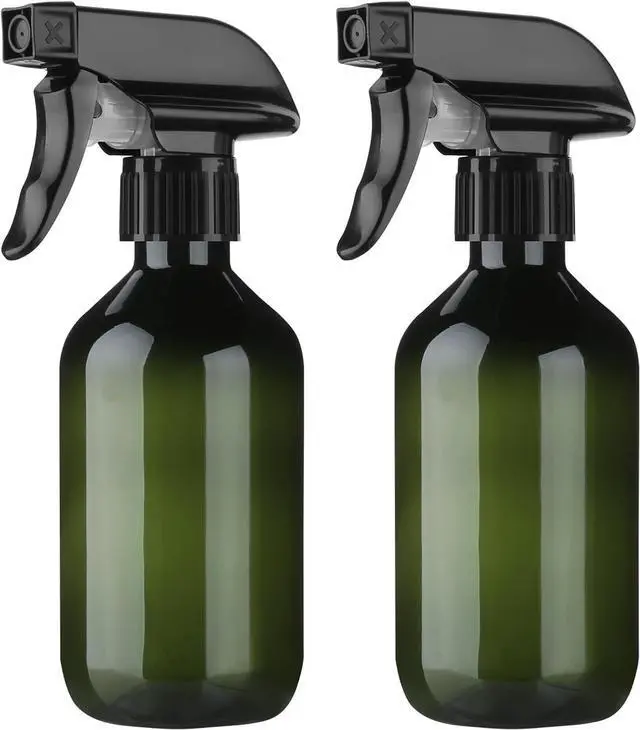 Main image of 2-Pack Leakproof Spray Bottles (300ml/10oz) - Adjustable Nozzle for Fine Mist & Jet Stream | Premium Refillable Plastic Bottles for Hair Styling, Plant Misting, Cleaning Solutions (Green)