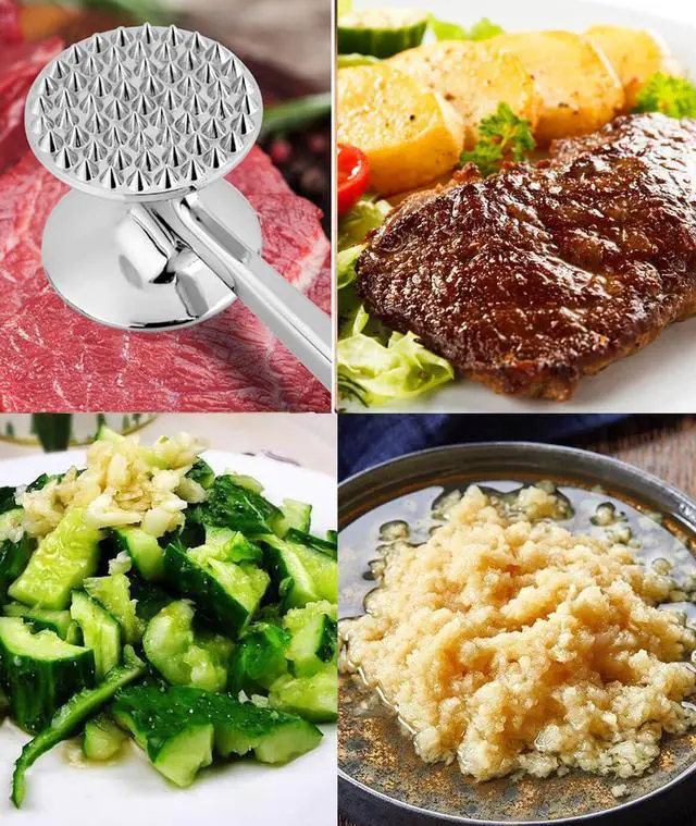 Alt view image 5 of 5 - Meat Tenderizer Hammer Tool Mallet Pounder for Kitchen Tenderizing Steak Beef Poultry,Heavy Duty Dual-Sided Tenderiser with Soft Grip Handle - Multifunctional Beater for Chicken,Fish, Baking