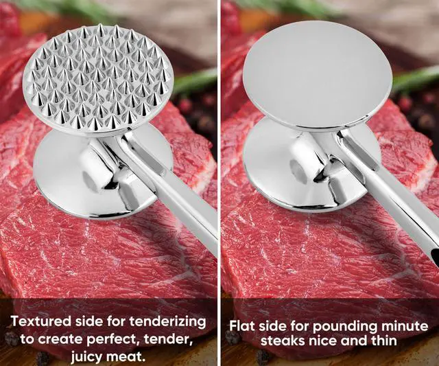 Alt view image 3 of 5 - Meat Tenderizer Hammer Tool Mallet Pounder for Kitchen Tenderizing Steak Beef Poultry,Heavy Duty Dual-Sided Tenderiser with Soft Grip Handle - Multifunctional Beater for Chicken,Fish, Baking