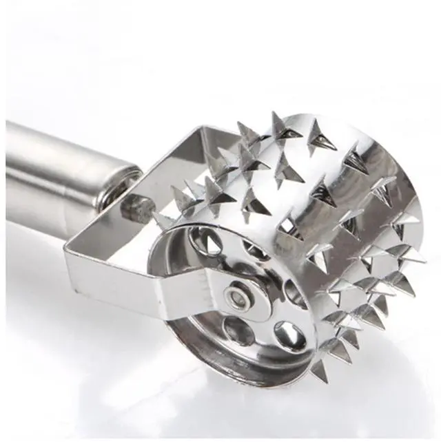 Main image of Meat Tenderizer- Stainless Steel Meat Tenderizer Roller Rolling Hammer-Pizza Roll Meat Needle Pin Hole Punch for Steak Chicken Pork Beef