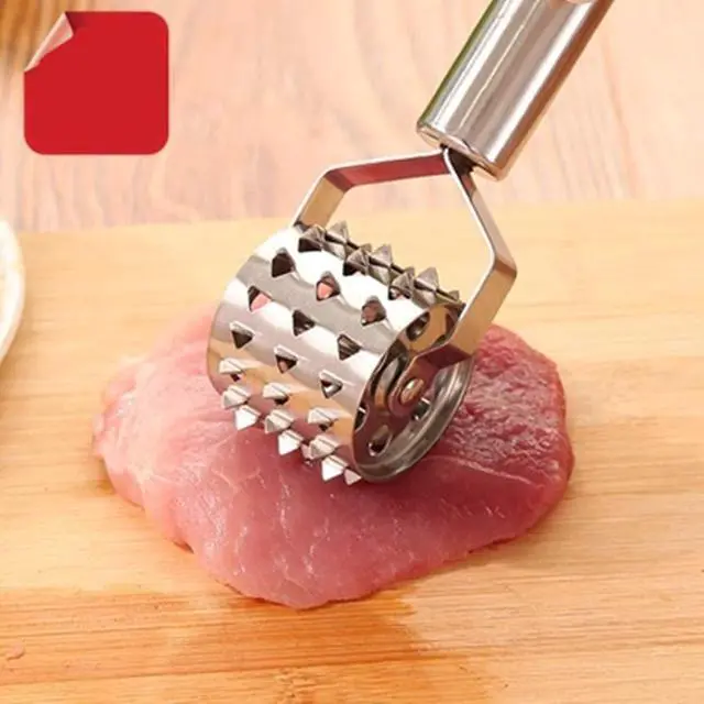 Alt view image 4 of 6 - Meat Tenderizer- Stainless Steel Meat Tenderizer Roller Rolling Hammer-Pizza Roll Meat Needle Pin Hole Punch for Steak Chicken Pork Beef
