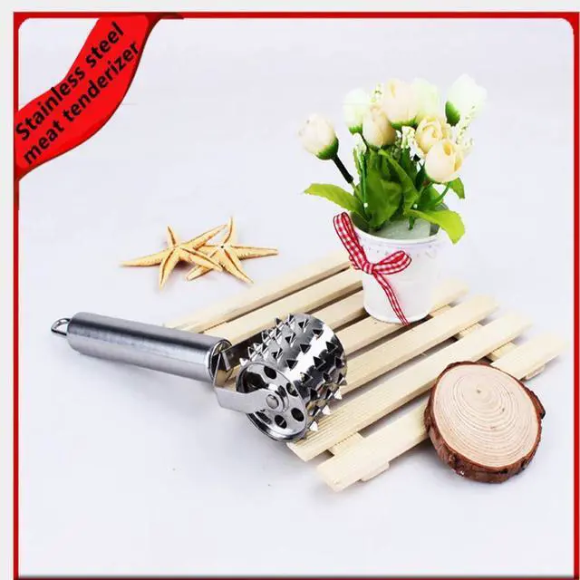 Alt view image 6 of 6 - Meat Tenderizer- Stainless Steel Meat Tenderizer Roller Rolling Hammer-Pizza Roll Meat Needle Pin Hole Punch for Steak Chicken Pork Beef