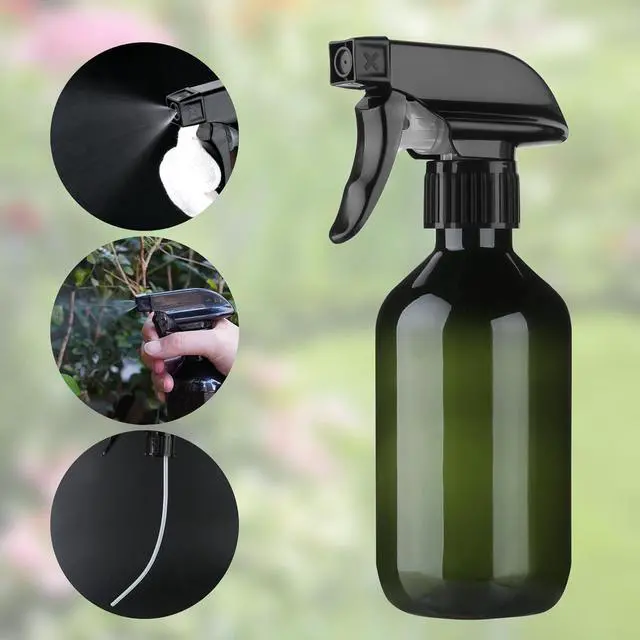 Alt view image 4 of 5 - 2-Pack Leakproof Spray Bottles (300ml/10oz) - Adjustable Nozzle for Fine Mist & Jet Stream | Premium Refillable Plastic Bottles for Hair Styling, Plant Misting, Cleaning Solutions (Green)