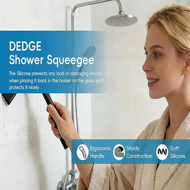 Alt view image 4 of 7 - Shower Squeegee Window Glass Wiper Scraper Cleaner with Silicone Blade for Bathroom/Kitchen/Car Glass/Mirror/Door 11-Inch (with Hook)