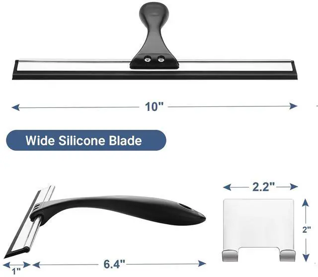 Alt view image 2 of 7 - Squeegee for Shower Glass Door, Shower Squeegee for Glass Doors - All-Purpose Squeegee with Hook for Shower Doors, Windows, Mirrors, Tiles and Car Glass, 10 Inches
