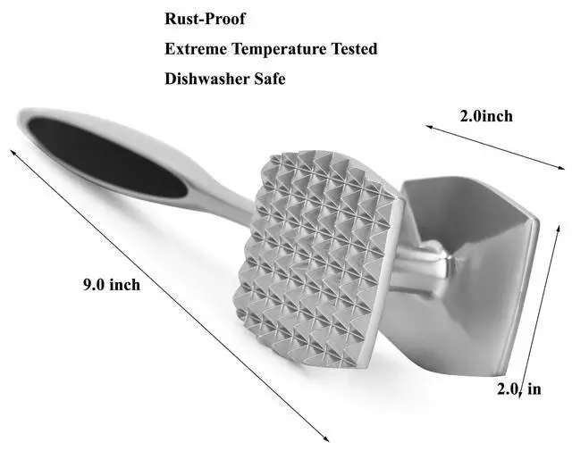 Alt view image 2 of 6 - Meat Tenderizer Meat Hammer Mallet Tool Pounder For Tenderizing Steak Beef And Poultry. With Rubber Comfort Grip Handle.Dishwasher Easy
