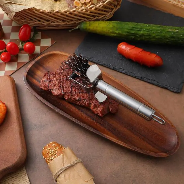 Alt view image 6 of 7 - Meat Tenderizer Tool Stainless Steel Rolling Meat Tenderizer Tool for Steak Chicken Pork Beef, Professional Roller Hammer Pounder with Blades for Marinating & Tenderizing