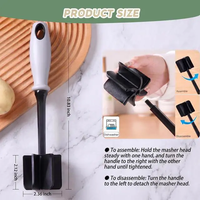 Alt view image 3 of 7 - Meat Chopper, 6 Curve Blades Meat Masher for Ground Beef & Meat, Heat Resistant Nylon Hamburger Smasher Tool, Burger Grinder Potato Masher for Vegetables, Sauces, Mixing & Mashing