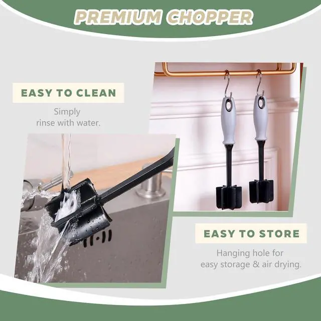 Alt view image 5 of 7 - Meat Chopper, 6 Curve Blades Meat Masher for Ground Beef & Meat, Heat Resistant Nylon Hamburger Smasher Tool, Burger Grinder Potato Masher for Vegetables, Sauces, Mixing & Mashing