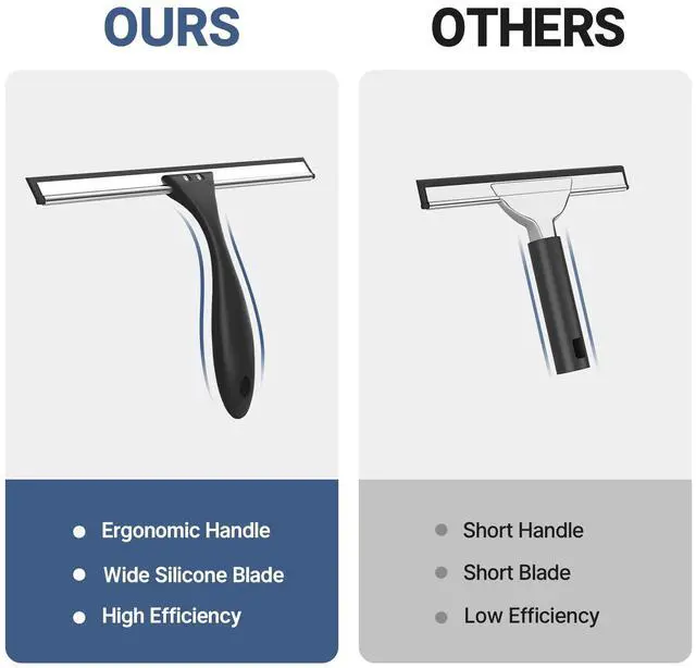 Alt view image 3 of 7 - Squeegee for Shower Glass Door, Shower Squeegee for Glass Doors - All-Purpose Squeegee with Hook for Shower Doors, Windows, Mirrors, Tiles and Car Glass, 10 Inches