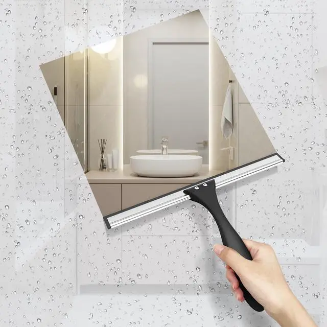 Alt view image 5 of 7 - Squeegee for Shower Glass Door, Shower Squeegee for Glass Doors - All-Purpose Squeegee with Hook for Shower Doors, Windows, Mirrors, Tiles and Car Glass, 10 Inches