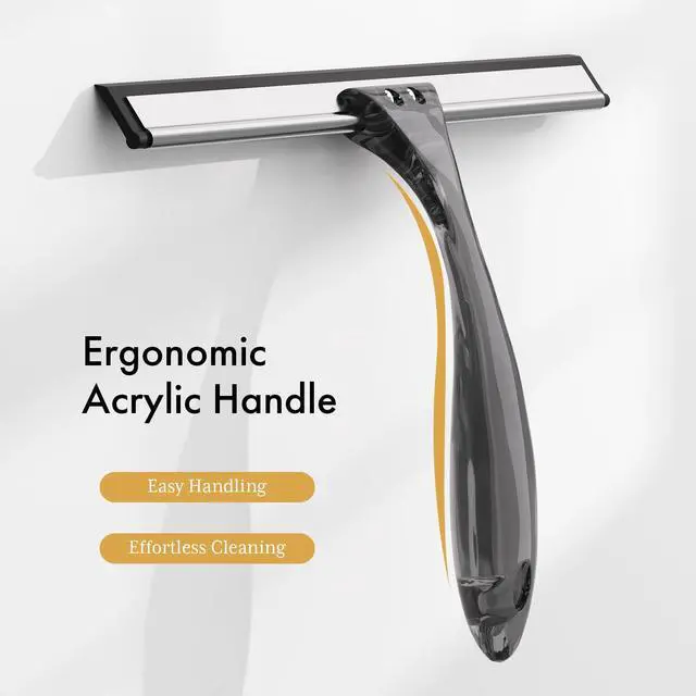 Alt view image 3 of 7 - Shower Squeegee for Glass Doors, All-Purpose Squeegee with Suction Hook & Adhesive Hook, Squeegee for Shower Glass, Windows, Mirrors, Tiles and Car Windows - 10 Inches, Clear Black