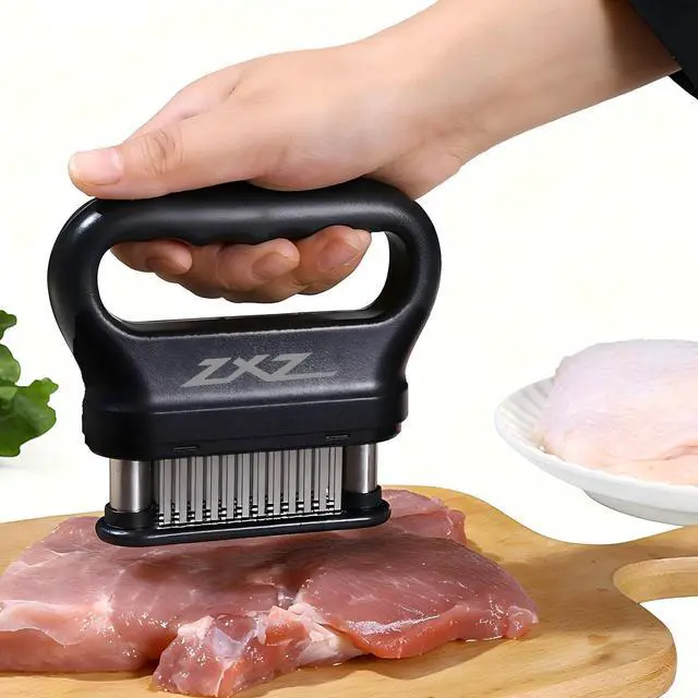 Main image of Meat Tenderizer Tool - 48 Ultra Sharp Stainless Steel Needle Blades, Ideal for Kitchen, BBQ & Marinade Tenderizing Black