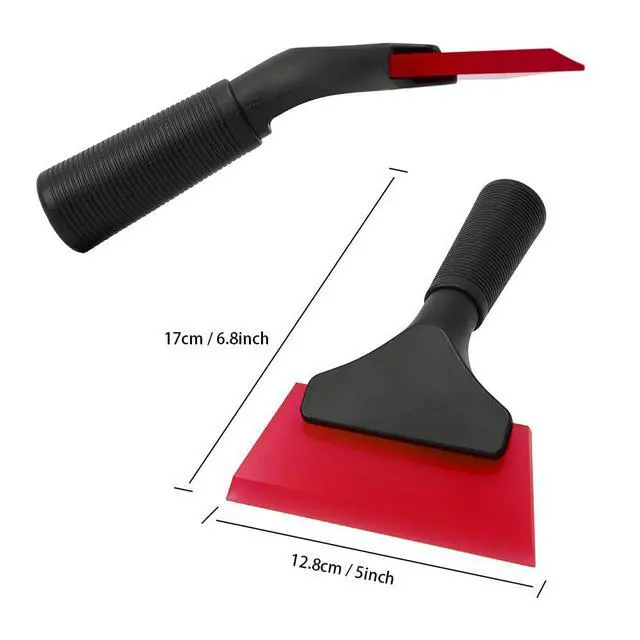 Alt view image 3 of 7 - Small Squeegee with 5 Inch Rubber Blade Mini Wiper Window Tinting Tools for Mirror Glass Window Cleaner with Non-Slip Handle (Red Blade)