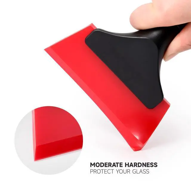 Alt view image 5 of 7 - Small Squeegee with 5 Inch Rubber Blade Mini Wiper Window Tinting Tools for Mirror Glass Window Cleaner with Non-Slip Handle (Red Blade)