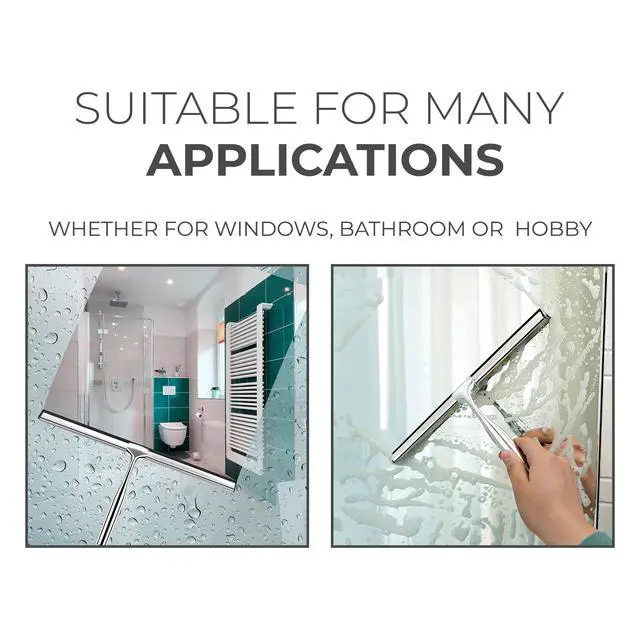 Alt view image 5 of 7 - Matte Black Shower Squeegee for Glass Doors with Adhesive Hooks, Squeegee for Shower Glass, Cleaner Tool for Bathroom Household Window Mirror Tile Wall Car, 10 Inch Black