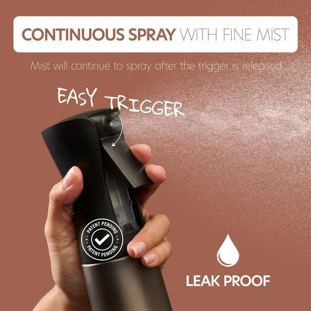 Alt view image 3 of 7 - 10 OZ Continuous Spray Bottles - Ultra Fine Mist Sprayer | Water Spray Bottle For Hair Stuff, Mister Spray Bottle For Plants Mister | Hair Spray Bottles For Hairstyling, Cleaning, Salons