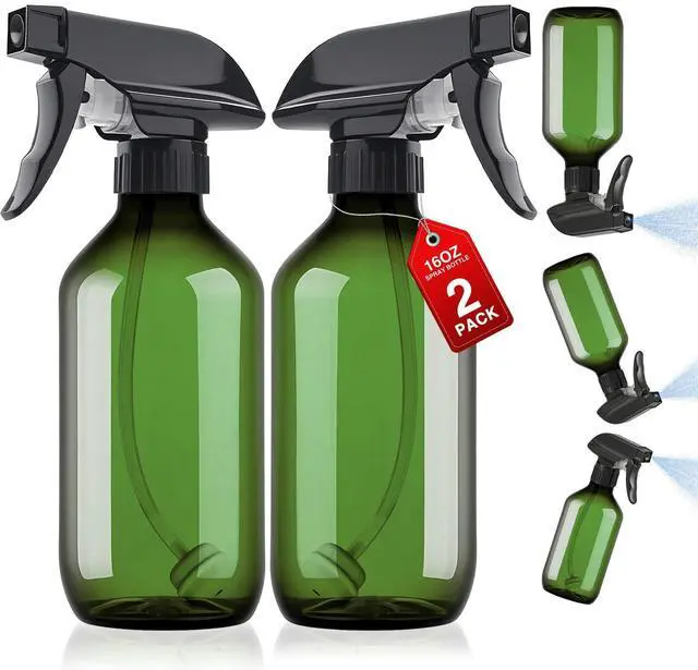 Main image of Green Plastic Spray Bottles 2 Pack 16 oz/500 ml Small Bottle for Cleaning