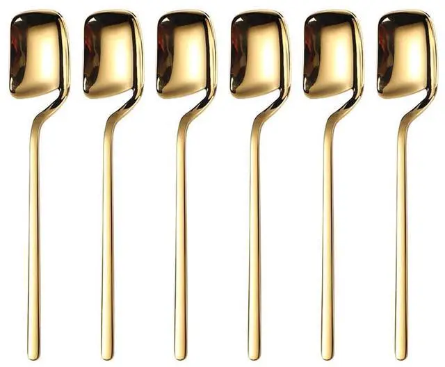 Main image of 18/10 Stainless Steel Gold Coffee Spoons, Hangable Design 5.6"