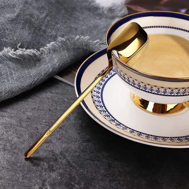 Alt view image 2 of 7 - 18/10 Stainless Steel Gold Coffee Spoons, Hangable Design 5.6"